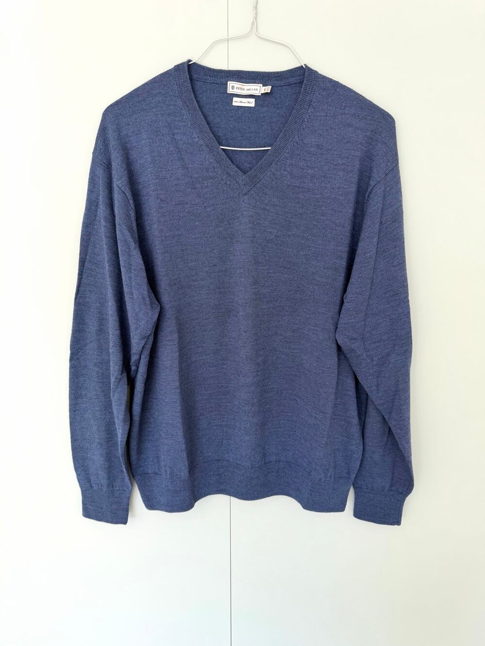 PETER MILLAR Men’s 100% Merino Wool V-neck Sweater Blue